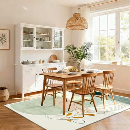 MUJOO 5x7 Area Rugs Washable Low Pile Non Slip Mid Century Modern Large - color: Green（modern）, size: 5' x 7' (Rectangular)
