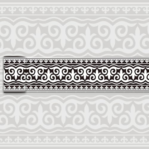 Classic Scroll Wallpaper Border Peel and Stick Black White Decorative Trim - color: Black/Pure White, size: 3.9" x 393.7"