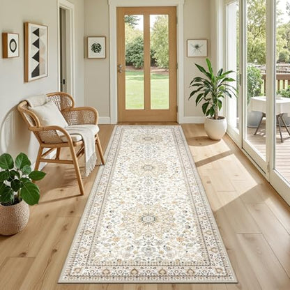 Hallway Runner Rug: 2.6x8 Kitchen Boho Rugs for Living Room Beige - color: Beige, size: 2'6" x 8' (Runner)