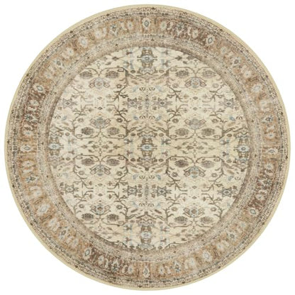 SIILOOM Washable 3ft Circle Round Rug, 3x3 Non-Slip Soft Circular Area Rugs - color: Beige/Brown, size: 3' (Round)