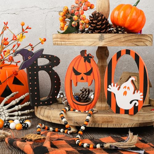 COCHIE Spooky Halloween Table Decorations Indoor Pumpkin Ghost Boo Sign Set - style: Ghost