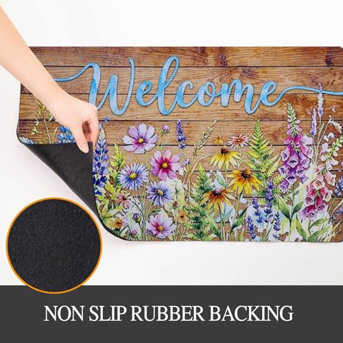 Door mat Non Slip Rubber Back 17x29 Front Door Mat Outside Entrance - color: Floral