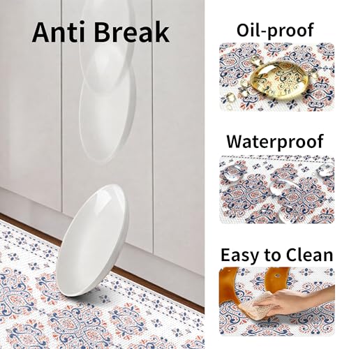 Kitchen Rugs for Floor 2 Pcs Memory Foam Padded Anti Fatigue Kitchen Mat - color: Boho