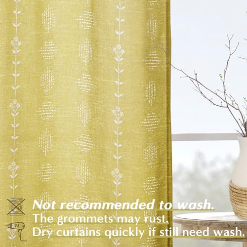 Mustard Yellow Boho Curtains, Retro Pattern Mid Century Modern Curtains for Bedroom Living Room Kitchen 63 Inch Length - color: Mustard Yellow ( in the Sunlight ), size: 52"W x 63"L (Pack of 2)
