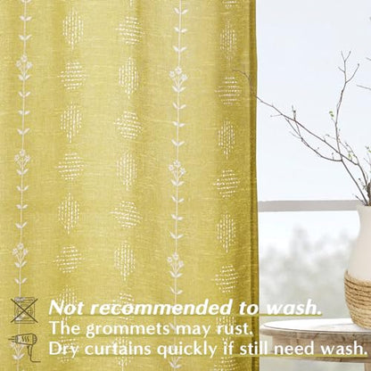 Mustard Yellow Boho Curtains, Retro Pattern Mid Century Modern Curtains for Bedroom Living Room Kitchen 63 Inch Length - color: Mustard Yellow ( in the Sunlight ), size: 52"W x 63"L (Pack of 2)