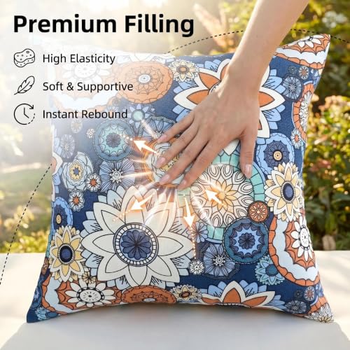 JMGBird Outdoor Throw Pillows Waterproof Outdoor Pillow Covers with Inserts - color: Blue Pattern