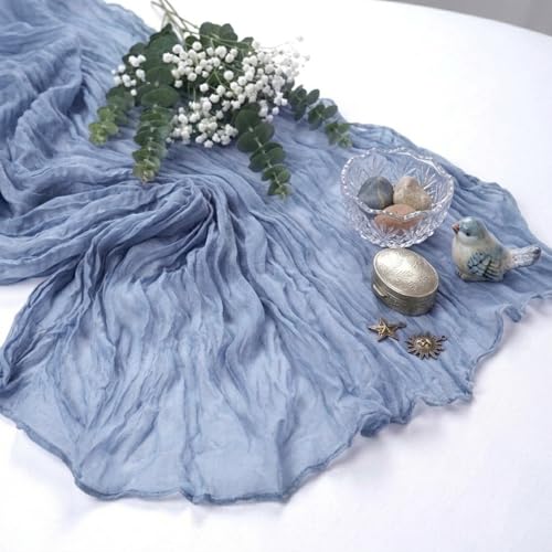 10 Pack Dusty Blue Cheesecloth Table Runner 17 x 108 Inch - color: Dusty Blue, size: 10Pcs - 9 Ft