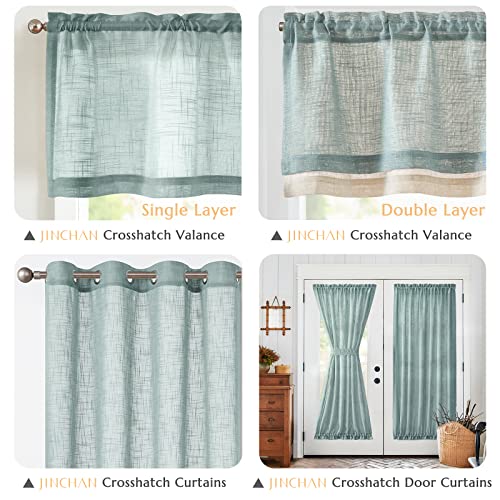 jinchan Kitchen Valance Curtain Double Layers, 50x16, 1 Panel, Frosty Green - color: Double Layer | Frosty Green, size: 50"W x 16"L (Pack of 1)