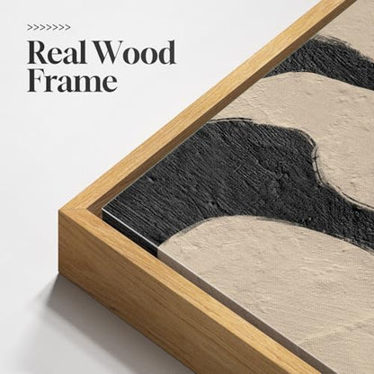 Large Framed Black and Beige Abstract Wall Art for Living Room, 30x60 In - color: Black & Beige, size: 60"L x 30"W