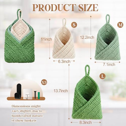 Honeydak 3 Hanging Baskets, Sage Green Mix, Envelope Basket - color: Sage Green Mix, style: Envelope Basket