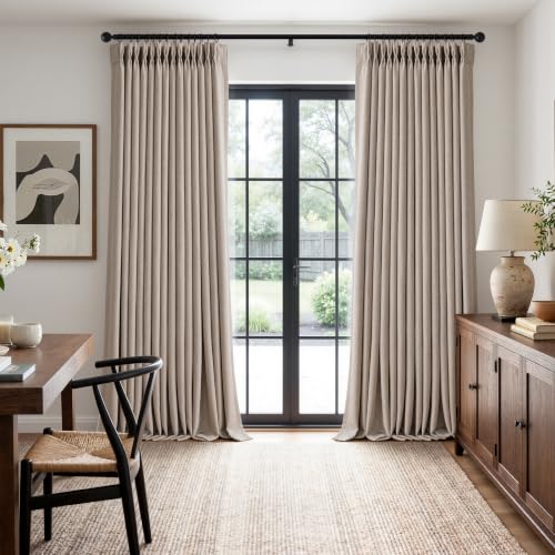 MIULEE Pinch Pleated Blackout Linen Curtains Burlywood Birch 2 Panels 40x90 - color: Burlywood Birch, size: 40"W x 90"L (Pack of 2)