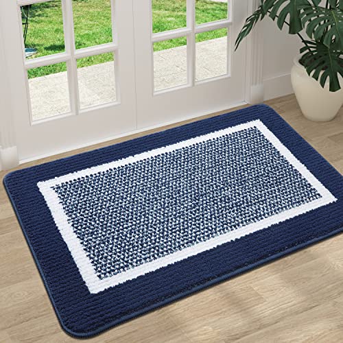 Colorxy Indoor Door Mat, Non-Slip Absorbent Resist Dirt Entrance Mat, Sturdy Low-Profile Inside Floor Mats, Washable Front Entry Doormats for Entryway, 32''x20'', Navy - color: Navy, size: 32''x20''