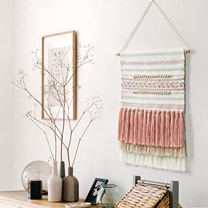 Dremisland Macrame Wall Hanging Macrame Wall Decor Bohemian Pink Tapestry - color: Pink Line