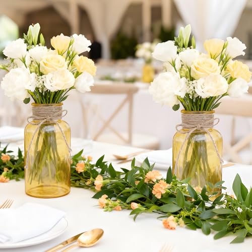 12 Pack Mason Jar Vases for Centerpieces, Gold Glass Flower Vase - color: Gold