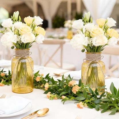 12 Pack Mason Jar Vases for Centerpieces, Gold Glass Flower Vase - color: Gold