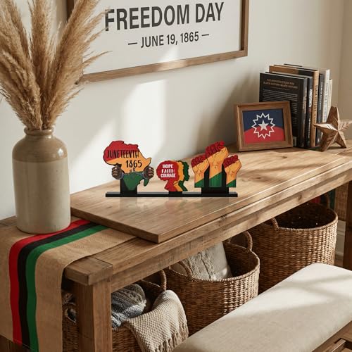 Smile Juneteenth Wooden Decor, Hope Faith Courage Desktop Signs Black History Month Black Pride Gifts - style: Juneteenth