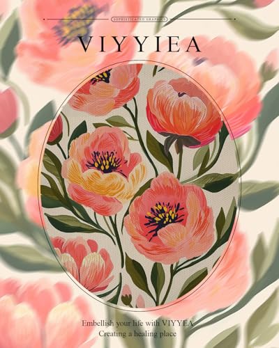 VIYYIEA Gold Framed Peony Floral Wall Art, 13×16 Inch - color: Blooming Flowers, size: 16"L x 13"W