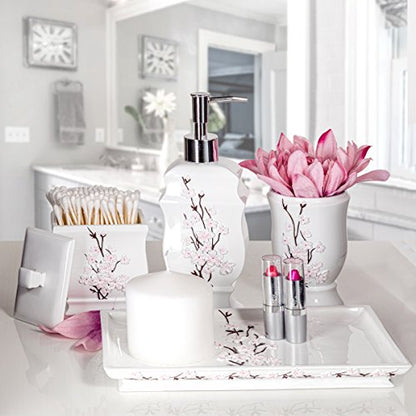 Vanda Cherry Blossom 4 Piece Resin Bathroom Accessories Set - style: 4 Piece Set