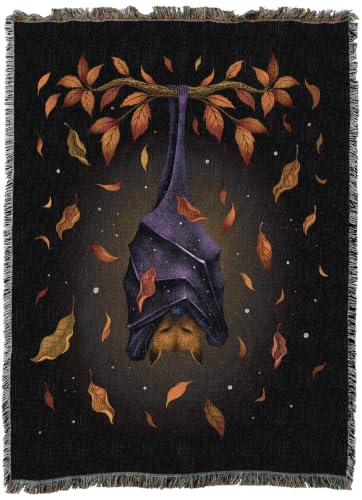 Pure Country Weavers Autumn Bat Blanket by Episodic Drawing- Fantasy Gift Tapestry Throw Woven from Cotton - Made in The USA (72x54) - color: Autumn Bat, size: 72x54