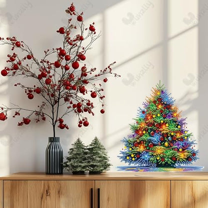 Yunzlly Stand Up Diamond Art Painting Kit, Desktop Gem Painting Ornament Kit for Adults, Tabletop Acrylic Diamond Board Painting (Christmas Tree) - color: Christmas Tree