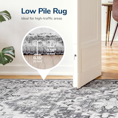 Lessymo 2 x 5 Runner Entryway Rug, Machine Washable Kitchen Rugs Grey White - color: Grey Beige, size: 2' x 5' (Runner)