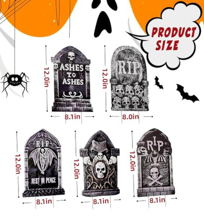 12" Halloween Tombstones Outdoor Graveyard Decorations,5-Pack - size: 12INCH