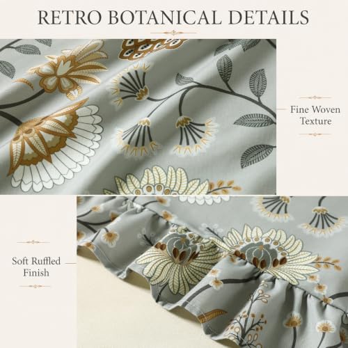Leeva Oven Curtain, 30 x 21 in, 1 Panel, Gray Botanical Faux Linen Tie-On - color: *M11, size: 30"W x 21"L (Pack of 1, Rod Pocket)