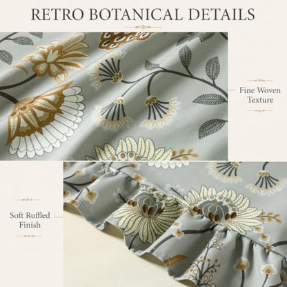 Leeva Oven Curtain, 30 x 21 in, 1 Panel, Gray Botanical Faux Linen Tie-On - color: *M11, size: 30"W x 21"L (Pack of 1, Rod Pocket)
