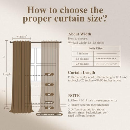 BOODII Linen Curtains 84 Inch Long for Living Room Birch Beige - color: Birch Beige, size: 52"W x 84"L (Pack of 2)