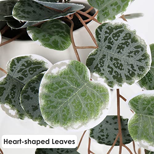 Briful 17" Artificial String of Hearts Plant in White Ceramic Pot - color: Green