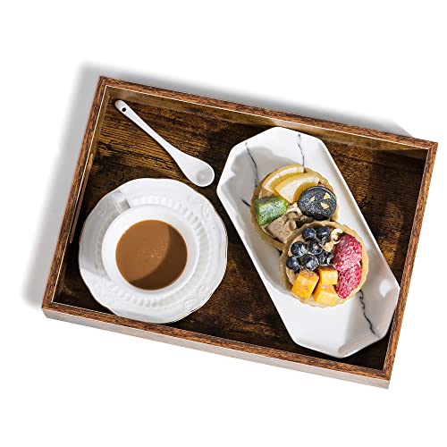 Hanobe Decorative Coffee Table Tray for Home Decor with Handle - size: 15.8" x 11.8" x 2"