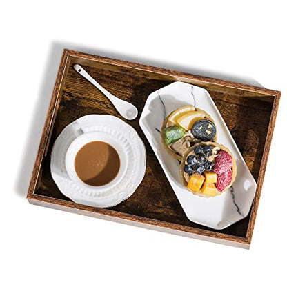 Hanobe Decorative Coffee Table Tray for Home Decor with Handle - size: 15.8" x 11.8" x 2"