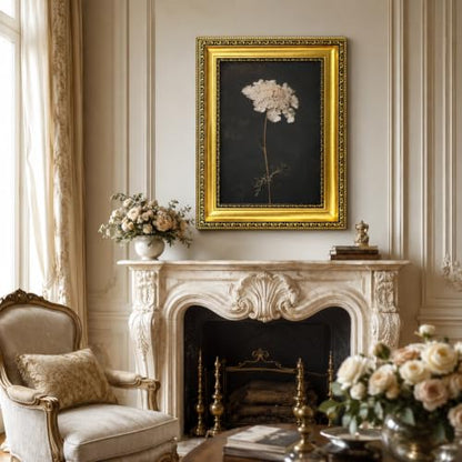 Gold Framed Floral Wall Art Dark Moody Botanical Canvas Painting 12x16in - color: Framed flowers, size: 16"L x 12"W