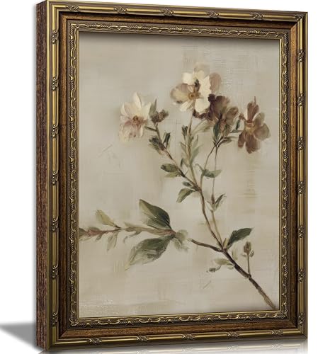 Wildflower Wall Art, Vintage Gold Framed Botanical Canvas, 16 x 24 in - color: Wildflowers, size: 24"L x 16"W