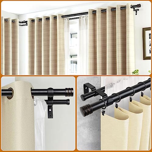 HOTOZON Double Bay Window Curtain Rods 36 to 72 Inches(Center Rod), Black - color: Black