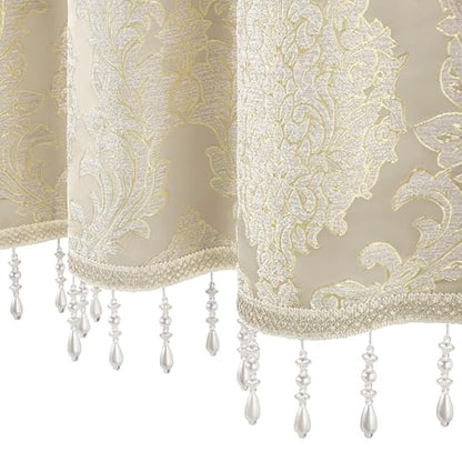 Loom and Mill Elegant Damask Valances for Windows, Apricot Beige, 54"x18" - color: Alps-apricot Beige