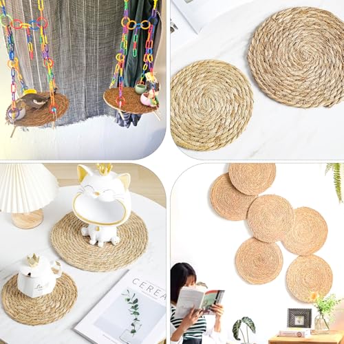 Small Woven Placemats Set of 4, 10 Inch Mini Rattan Placemats Coaster Wicker Place Mats,Natural Farmhouse Jute Braided Table Runner for Small Tableware Please Choose Carefully (10 Inch) - size: 10 Inch 4PCS