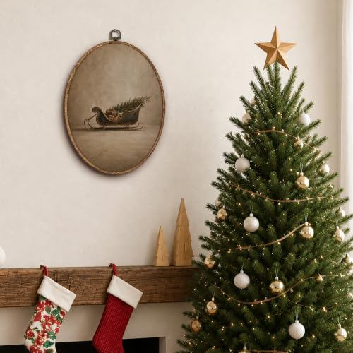 Yorhifa Vintage Moody Christmas Sleigh Framed Wall Art 8.5x11.5in - color: Sleigh