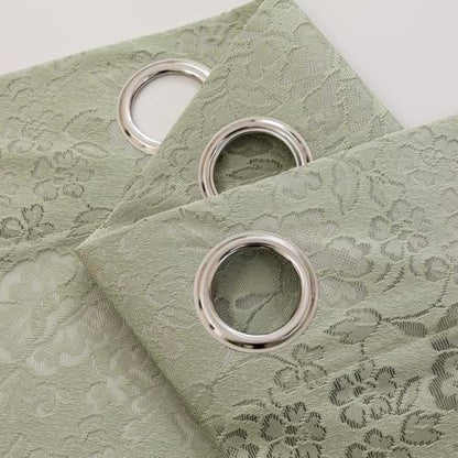 Boho Floral Lace Sheer Curtains, 52x63 Sage Green, Grommet Panels - color: Green, size: 52"W x 63"L (Pack of 2)