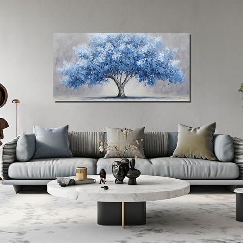 Large Canvas Wall Art for Bedroom Tree of Life Prints for Living Room Blue Poster Wall Art for Office Size 29 x 58 Inch - size: 58"L x 29"W