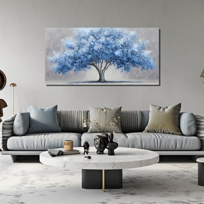 Large Canvas Wall Art for Bedroom Tree of Life Prints for Living Room Blue Poster Wall Art for Office Size 29 x 58 Inch - size: 58"L x 29"W