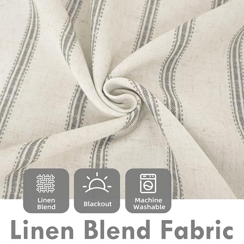 DriftAway Farmhouse Linen Stripe Blackout Curtains, W52xL102, Gray - color: G Gray Stripe, size: 52"W x 102"L (Pack of 2)