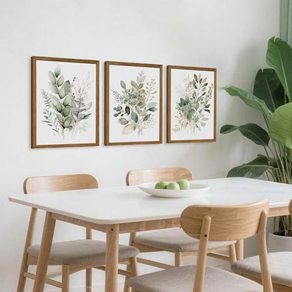 AVECCO 3 Pieces Green Watercolor Botanical Framed Canvas Wall Art 12x16 in - color: Sage Green Plant, size: 16"L x 12"W