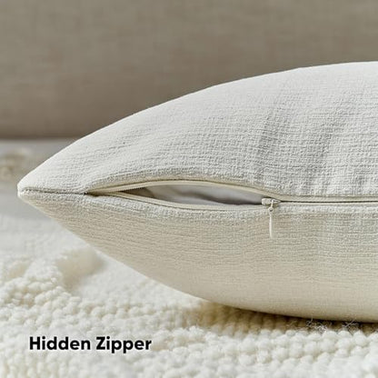 HAUSSY Set of 2 Soft Chenille Throw Pillow Covers 22x22 Inch, Cream - color: Cream, size: 22" x 22" (Pack of 2)