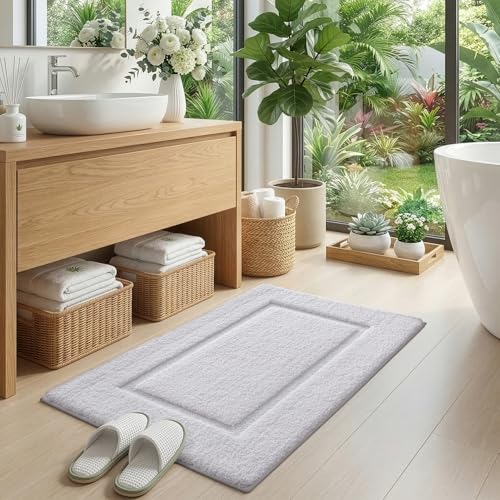 DEXI Bath Mat 36x24, Soft Absorbent Bathroom Rugs Non Slip, White - color: White, size: 36" X 24" (Rectangular)