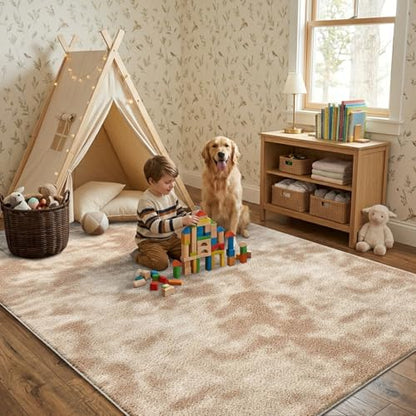 4x6 Tie-dye Beige Area Rug Washable Non-Slip Soft for Bedroom Living Room - color: 01 Tie-dye Beige, size: 4' x 6' (Rectangular)