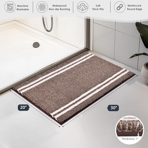 PURRUGS Bathroom Rug, Bath Mat, 20" x 30", Brown - color: Brown, size: 20" X 30"