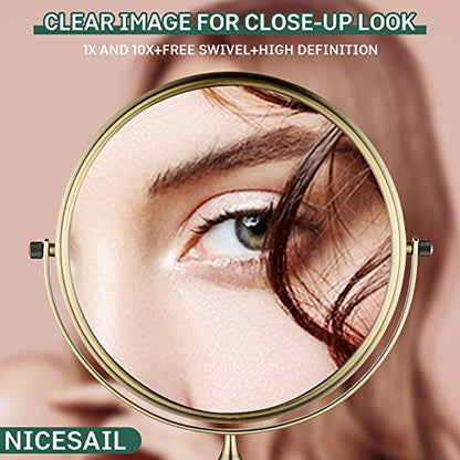 Nicesail Tabletop Makeup Mirror Magnifying Vanity Mirror 10X Antique Bronze