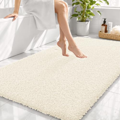 OLANLY Microfiber Bathroom Runner Rugs 59x24, Ultra Soft Bath Mat, White - color: White, size: 59" X 24"