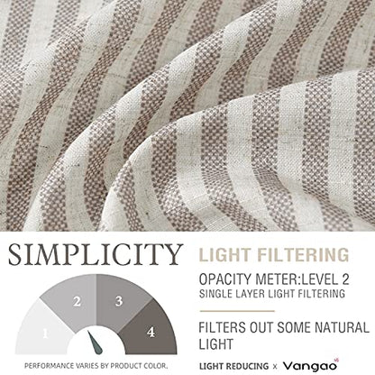 Vangao Taupe Grey Stripe Linen Tiers Curtains 24 Inch Farmhouse 2 Panels - color: Boxter Striped| Taupe Grey on Beige, size: 26"W x 24"L (Pack of 2)